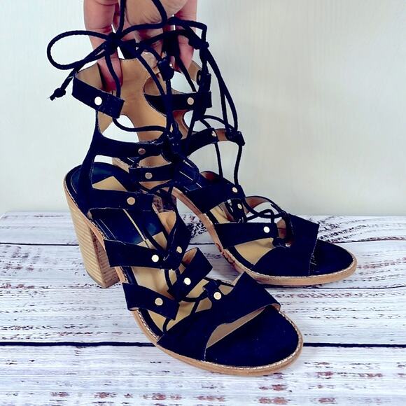 Dolce Vita Lyndon Lace Up Suede Block Heel Sandals size 9.5 - Picture 7 of 14